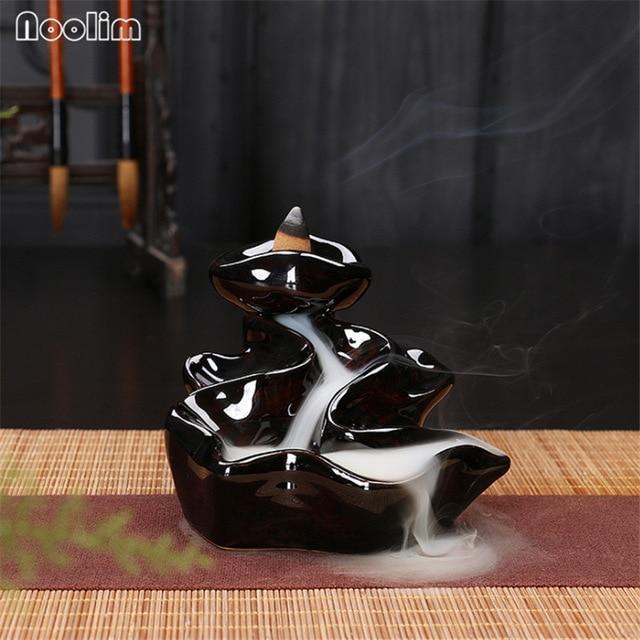 Mini Ceramic Waterfall Backflow Incense Burners - Indigo-Temple