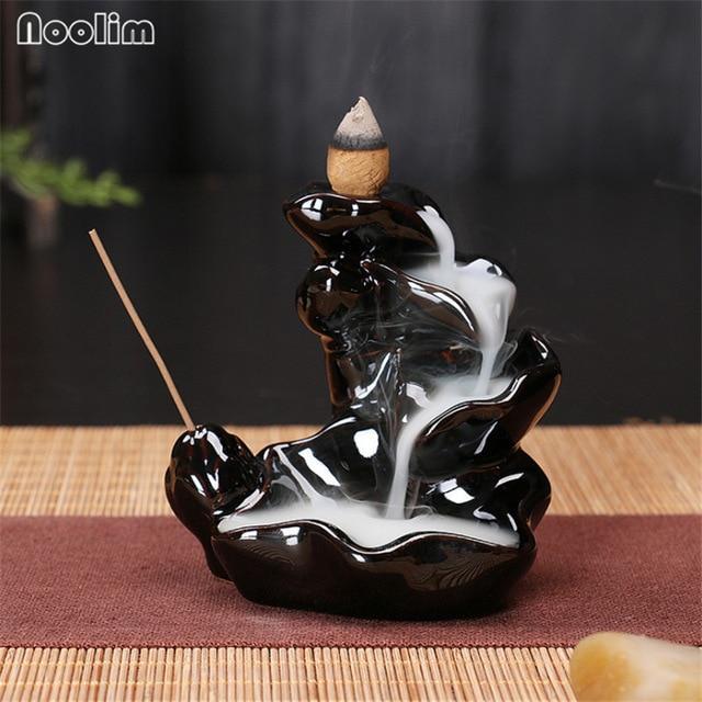 Mini Ceramic Waterfall Backflow Incense Burners - Indigo-Temple