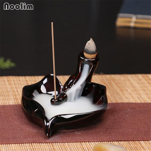 Mini Ceramic Waterfall Backflow Incense Burners - Indigo-Temple