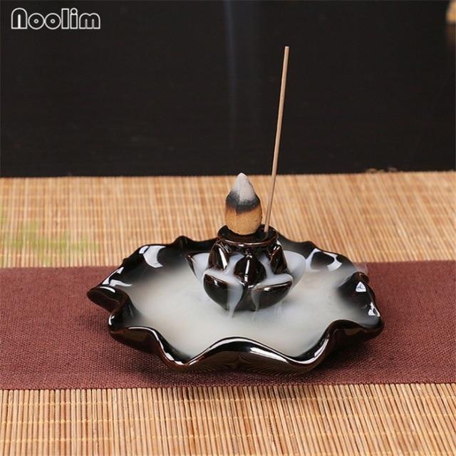 Mini Ceramic Waterfall Backflow Incense Burners - Indigo-Temple