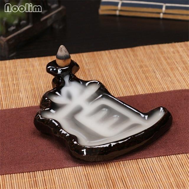 Mini Ceramic Waterfall Backflow Incense Burners - Indigo-Temple