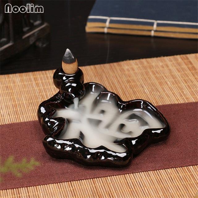 Mini Ceramic Waterfall Backflow Incense Burners - Indigo-Temple