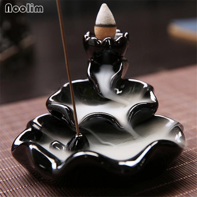 Mini Ceramic Waterfall Backflow Incense Burners - Indigo-Temple