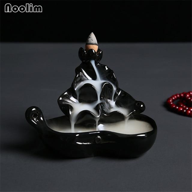 Mini Ceramic Waterfall Backflow Incense Burners - Indigo-Temple