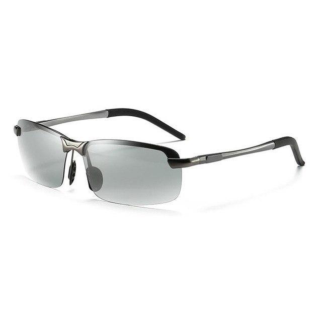 Semi-Rimless Photochromic (Auto-Tinting) Sunglasses - Indigo-Temple