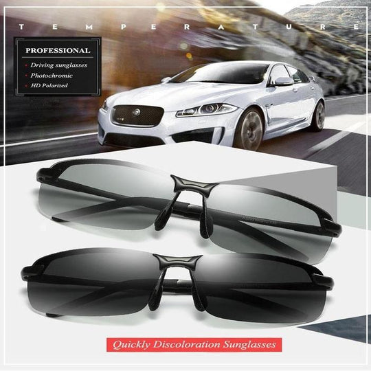 Semi-Rimless Photochromic (Auto-Tinting) Sunglasses - Indigo-Temple