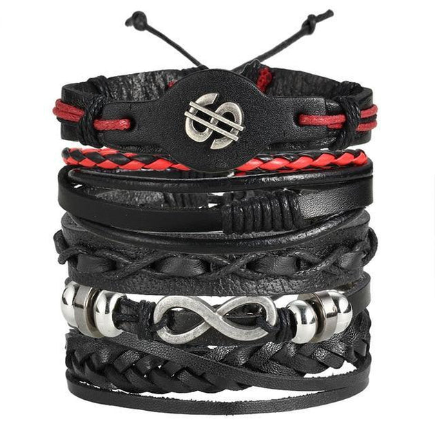 IF ME™ Vintage Multi-Layer Men's Leather Bracelet Sets - Indigo-Temple