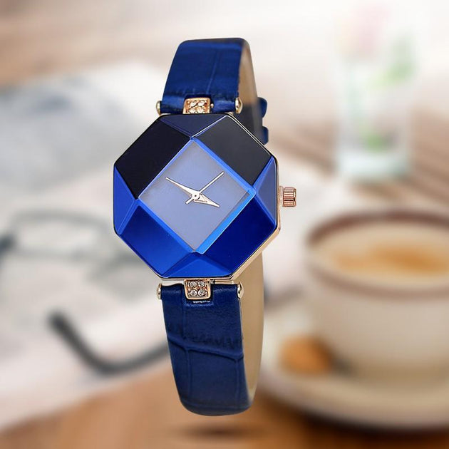 Glamorous Geometric Gem-Cut Women's Watch - Indigo-Temple