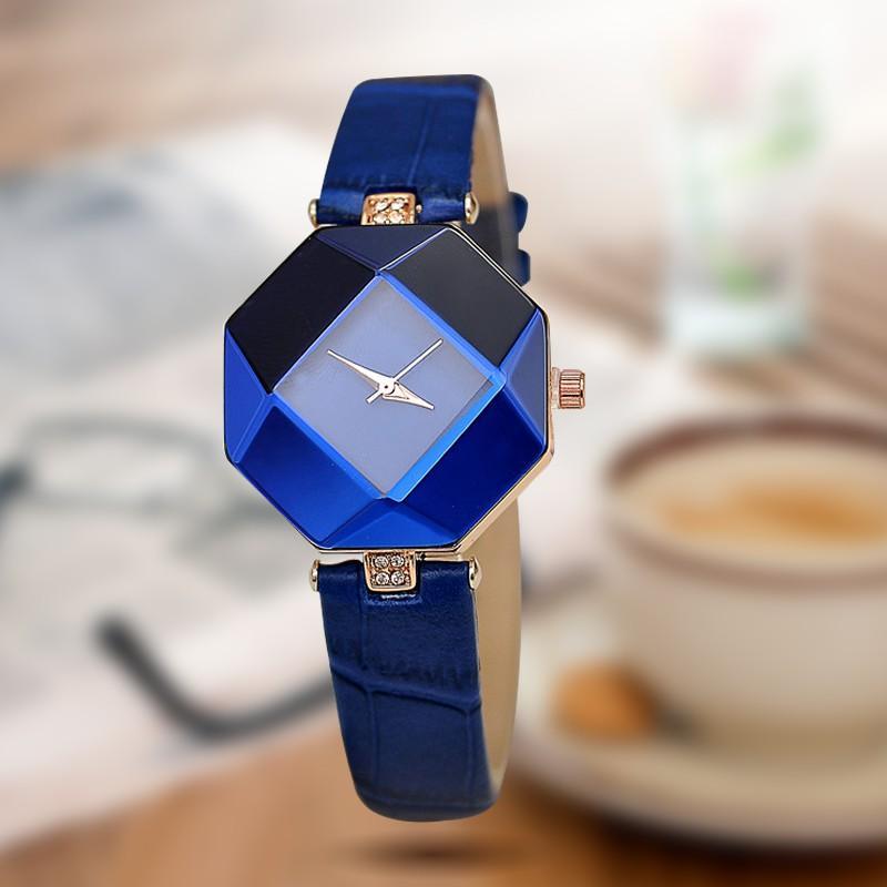 Glamorous Geometric Gem-Cut Women's Watch - Indigo-Temple