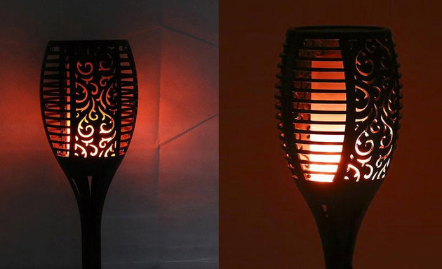 Outdoor LED Solar Waterproof Flame Torch Light - Indigo-Temple