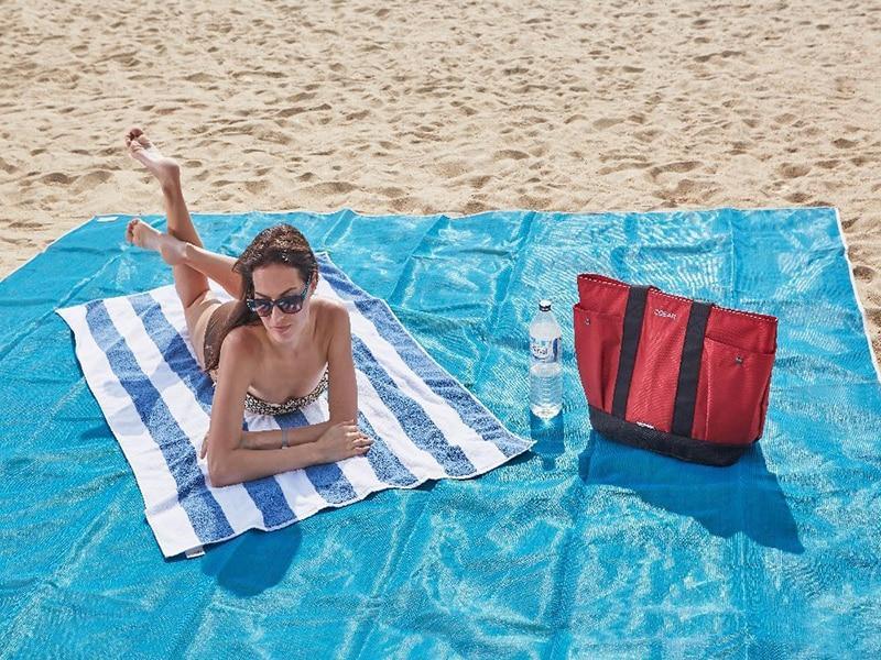 SAND-FREE Dual-Layer Beach Blanket - Indigo-Temple