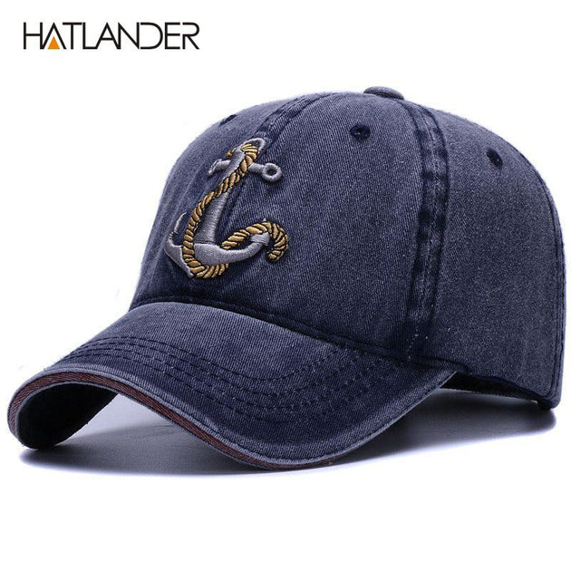 HATLANDER™ Vintage-Washed Nautical Unisex Cap - Indigo-Temple