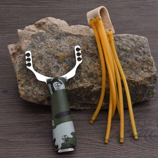 Powerful Aluminum Alloy Slingshot+ additional rubber band - Indigo-Temple