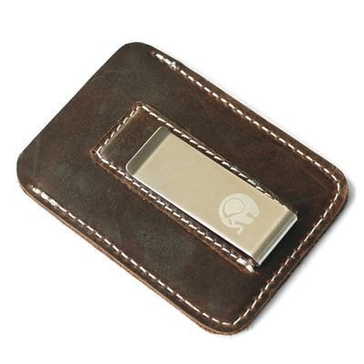 Genuine Leather Wallet with Money-Clip - Indigo-Temple