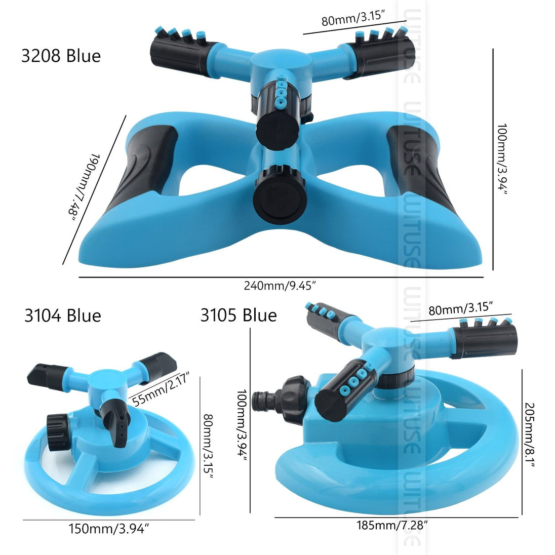360° Auto-Rotating Adjustable Lawn Sprinkler - Indigo-Temple
