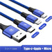 3-IN-1 3A Super Fast Charge Cable (USB+TypeC+iPhone) - Indigo-Temple
