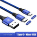 3-IN-1 3A Super Fast Charge Cable (USB+TypeC+iPhone) - Indigo-Temple