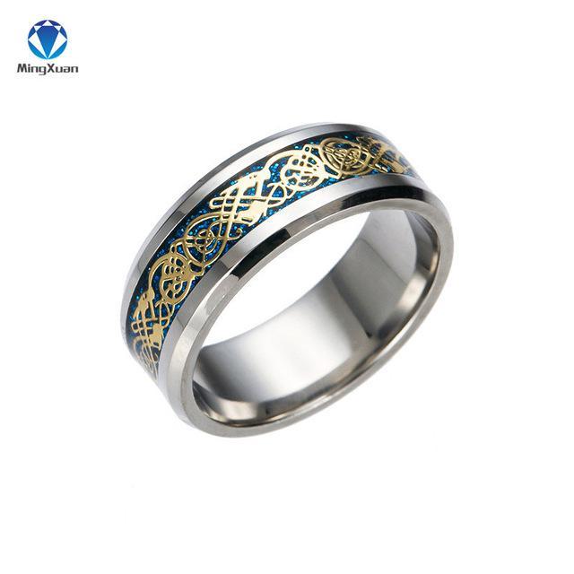 Tribal Dragon 316L Stainless-Steel Ring - Indigo-Temple