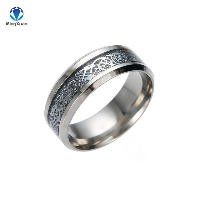 Tribal Dragon 316L Stainless-Steel Ring - Indigo-Temple