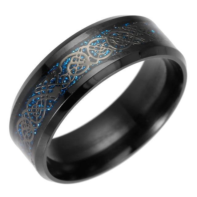 Tribal Dragon 316L Stainless-Steel Ring - Indigo-Temple