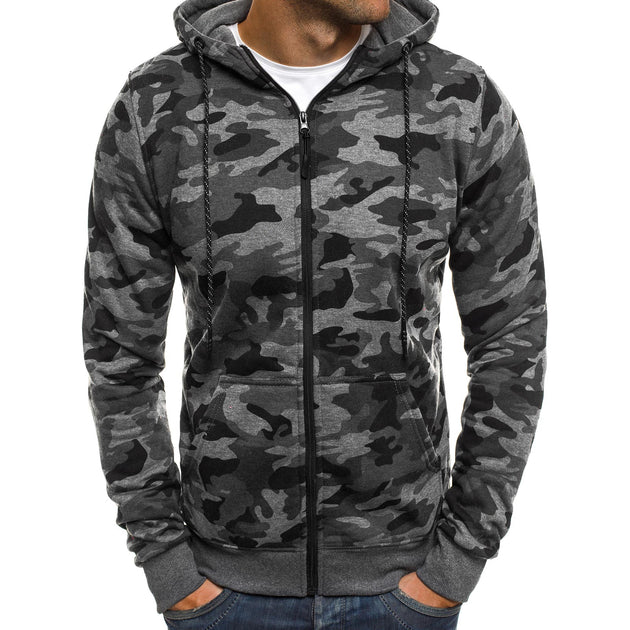 Men's TACTICAL Camouflage Zipped Hoodies - Indigo-Temple