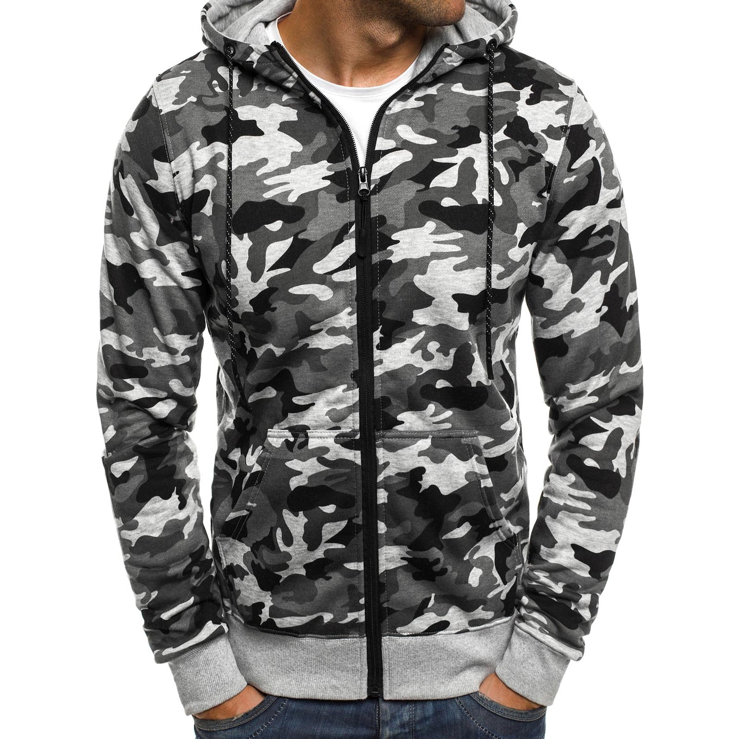 Men's TACTICAL Camouflage Zipped Hoodies - Indigo-Temple