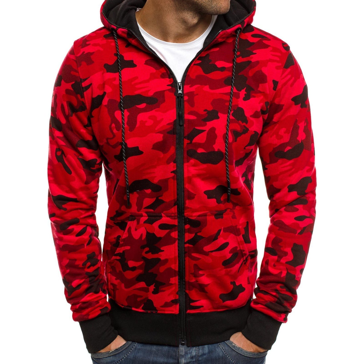 Men's TACTICAL Camouflage Zipped Hoodies - Indigo-Temple