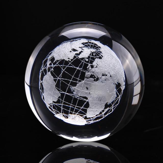 3D Laser-Engraved Decorative Crystal Globe - Indigo-Temple
