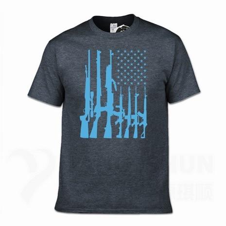 Second Amendment US Flag T-Shirt - Indigo-Temple