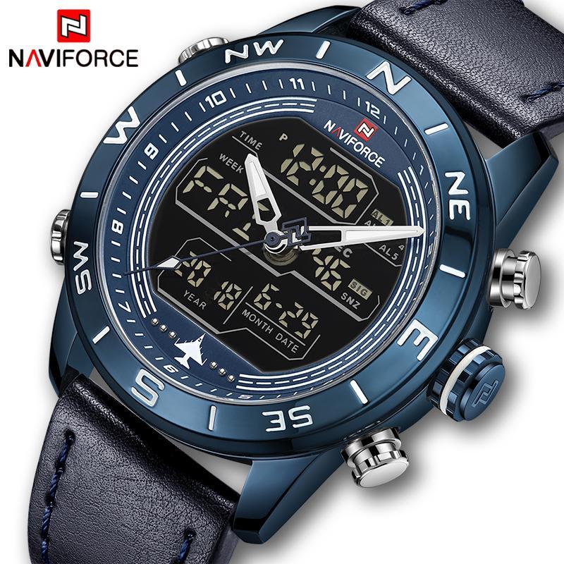 NAVIFORCE Jupiter™ Tactical Water Resistant Analog & Digital Hand Watch - Indigo-Temple