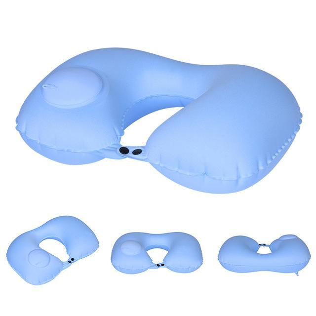 Hand-Press Inflatable Travel Pillow - Indigo-Temple