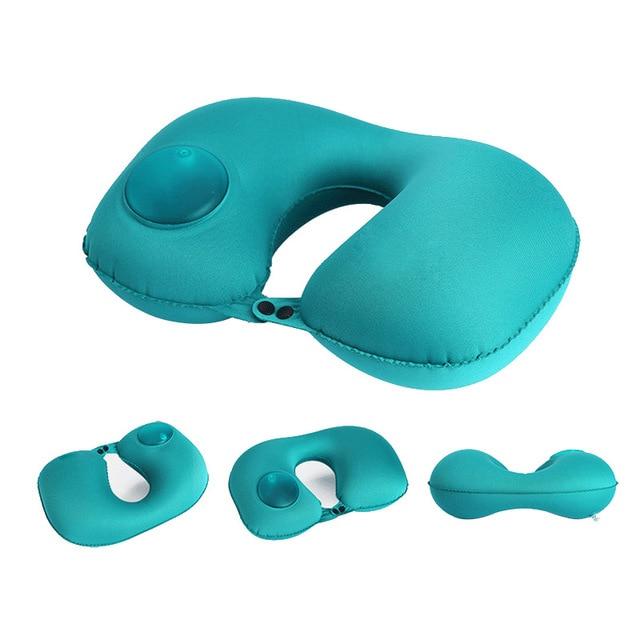 Hand-Press Inflatable Travel Pillow - Indigo-Temple