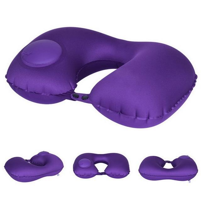 Hand-Press Inflatable Travel Pillow - Indigo-Temple