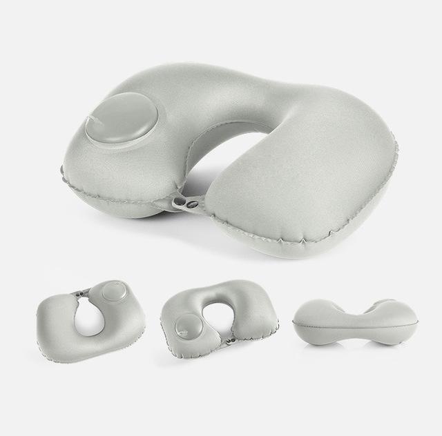 Hand-Press Inflatable Travel Pillow - Indigo-Temple