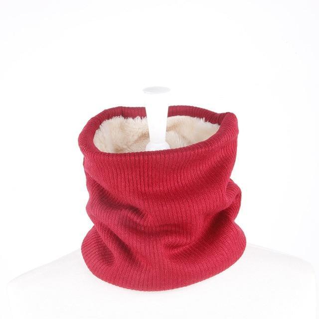 Knitted Neck Warmer with Faux Fur Lining - Indigo-Temple
