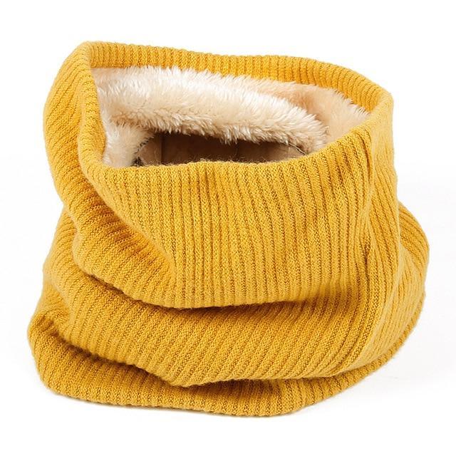 Knitted Neck Warmer with Faux Fur Lining - Indigo-Temple