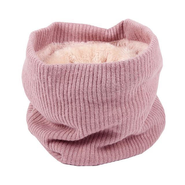 Knitted Neck Warmer with Faux Fur Lining - Indigo-Temple
