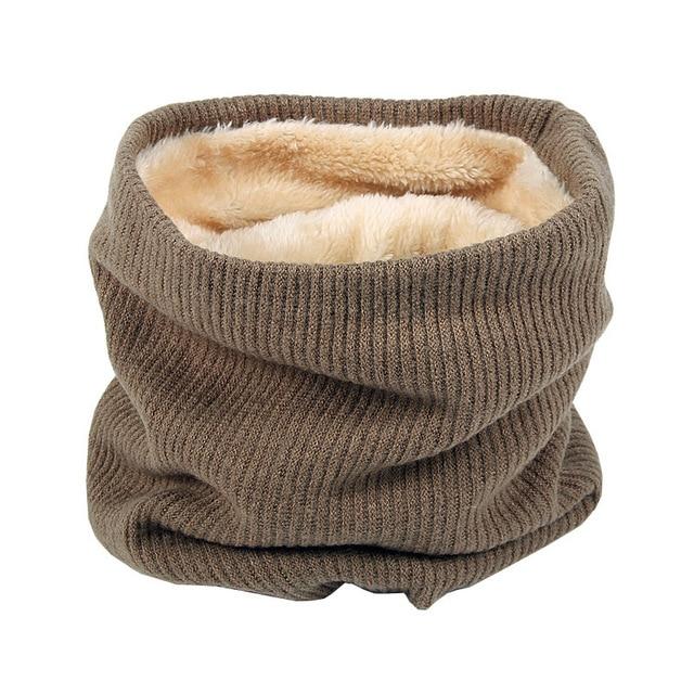 Knitted Neck Warmer with Faux Fur Lining - Indigo-Temple