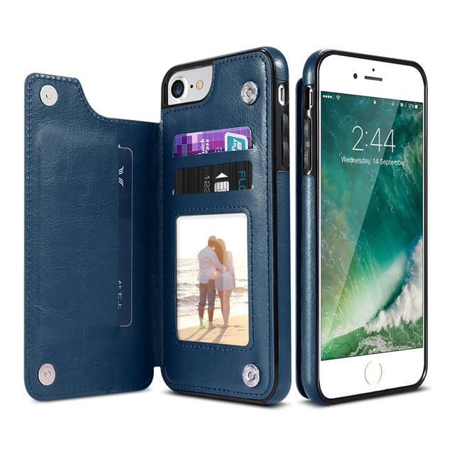 Flip Wallet Case For iPhone & Samsung - Indigo-Temple