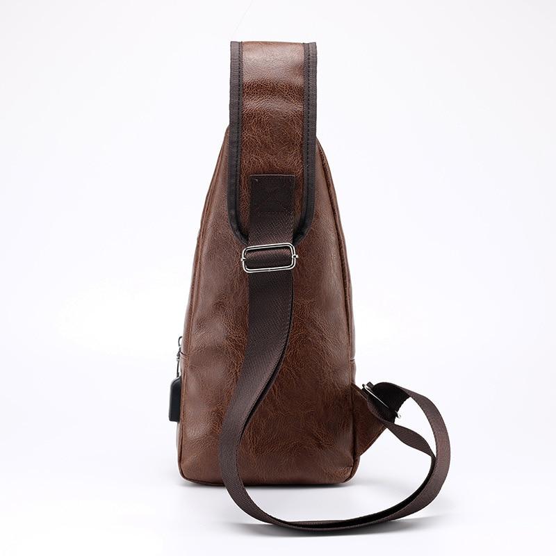 Single-Strap Leather Sling Bag with USB Port - Indigo-Temple