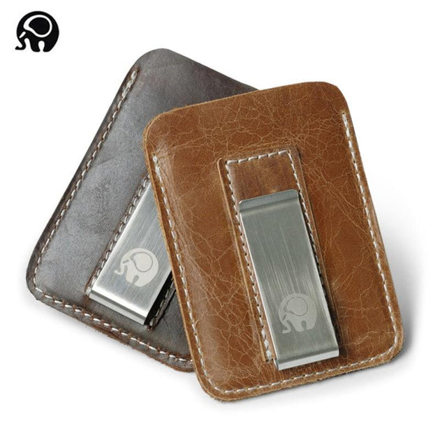 Genuine Leather Wallet with Money-Clip - Indigo-Temple