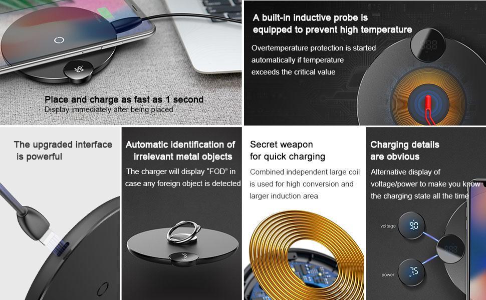 Baseus™ Qi Wireless LED Display 10W Charging Pad - Indigo-Temple