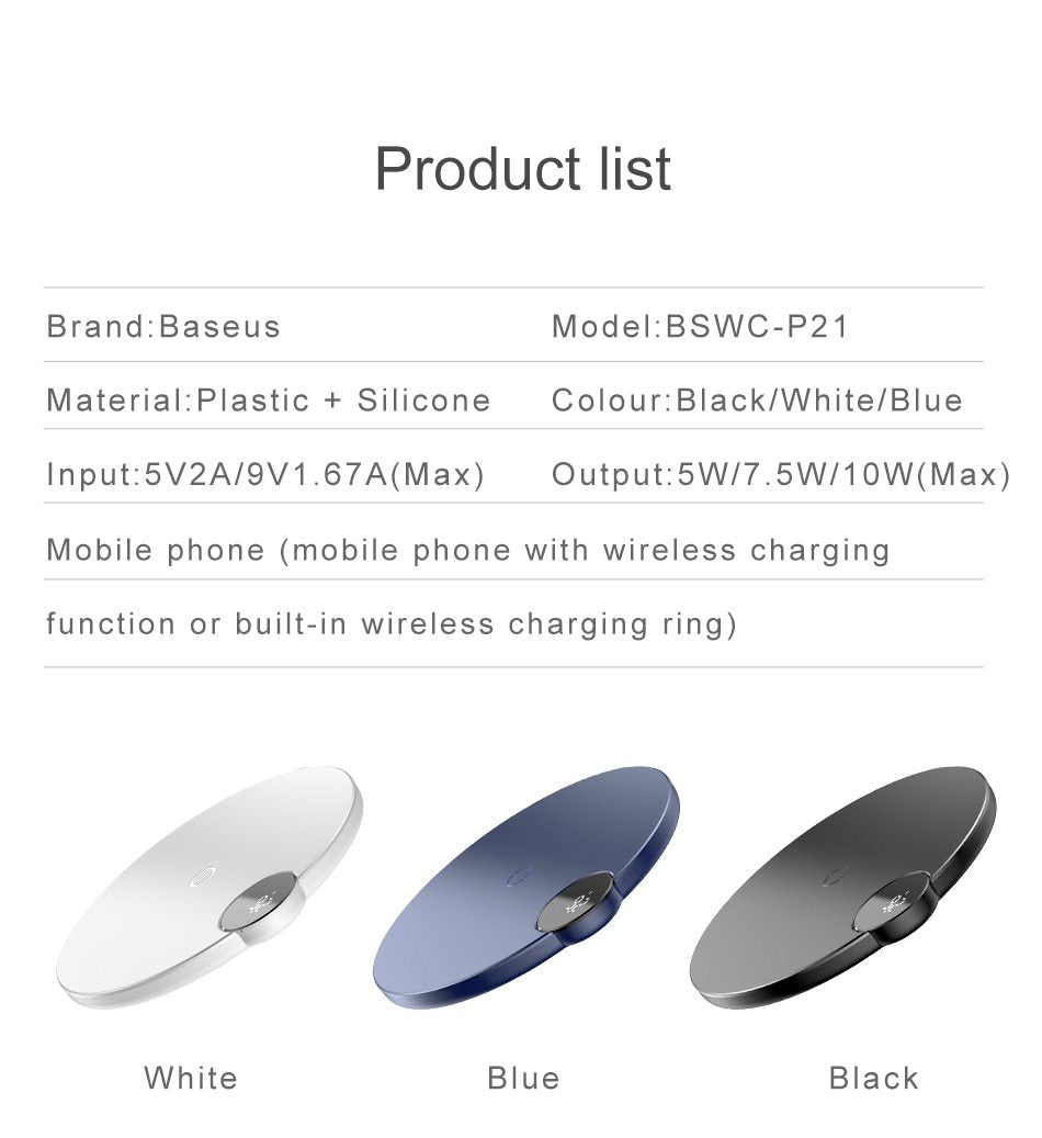 Baseus™ Qi Wireless LED Display 10W Charging Pad - Indigo-Temple