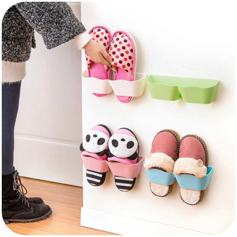 Creative Wall stick on Shoe Organizer (2 pcs) - Indigo-Temple