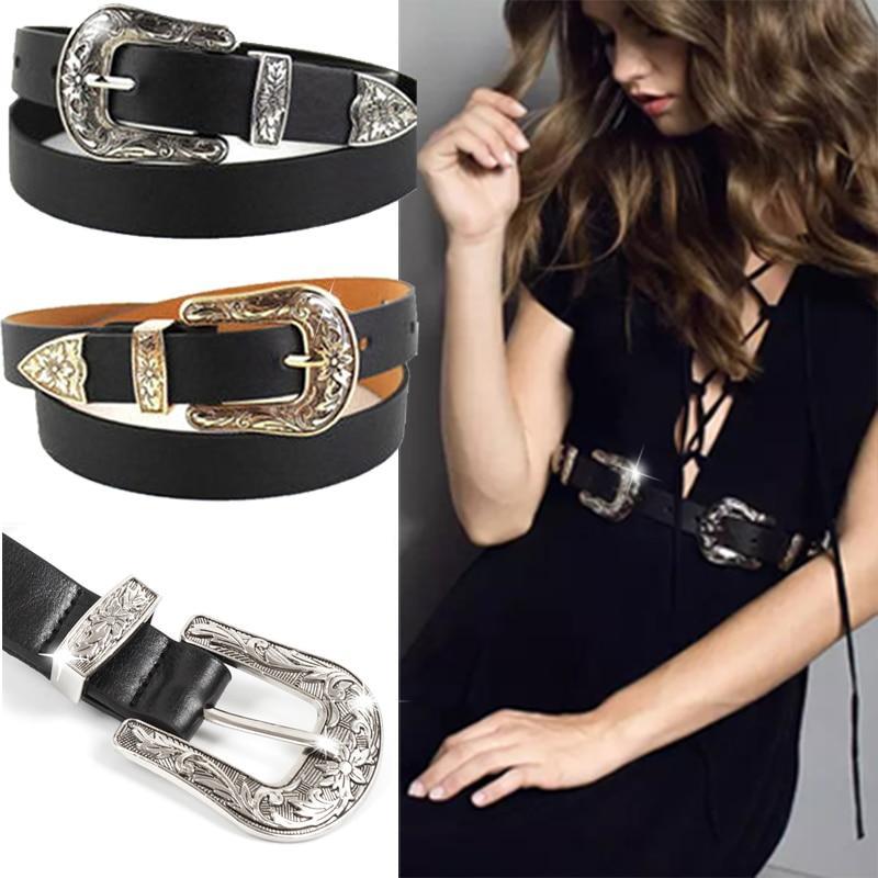 Western Cowgirl Women's Leather Belt - Indigo-Temple