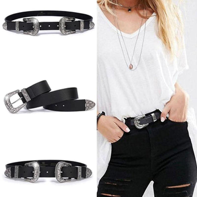 Western Cowgirl Women's Leather Belt - Indigo-Temple