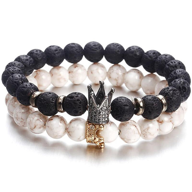 Classic Lava Stone Handmade Unisex  Beaded Bracelets - Indigo-Temple