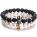 Classic Lava Stone Handmade Unisex  Beaded Bracelets - Indigo-Temple