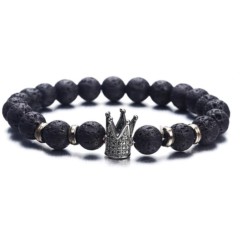 Classic Lava Stone Handmade Unisex  Beaded Bracelets - Indigo-Temple