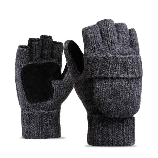 2 in1 Smart  Fingerless Gloves With Attached Mittens - Indigo-Temple